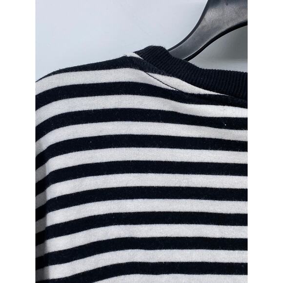 H&M BASIC Women’s Black-White Striped Crewneck Long Sleeve Sweatshirt SZ XL - Picture 4 of 11